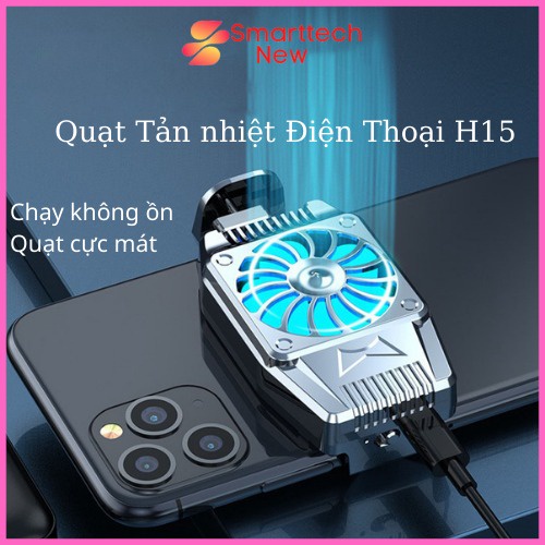 Quạt tản nhiệt cho điện thoại có thể sạc lại , Quạt tản nhiệt siêu mát chạy êm H15 dùng cho mọi điện thoại