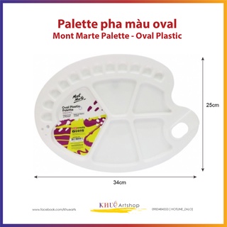 Khay pha màu hình bầu dục oval / Mont Marte Palette - Oval Plastic_ 5 ô lớn, 12 ô nhỏ