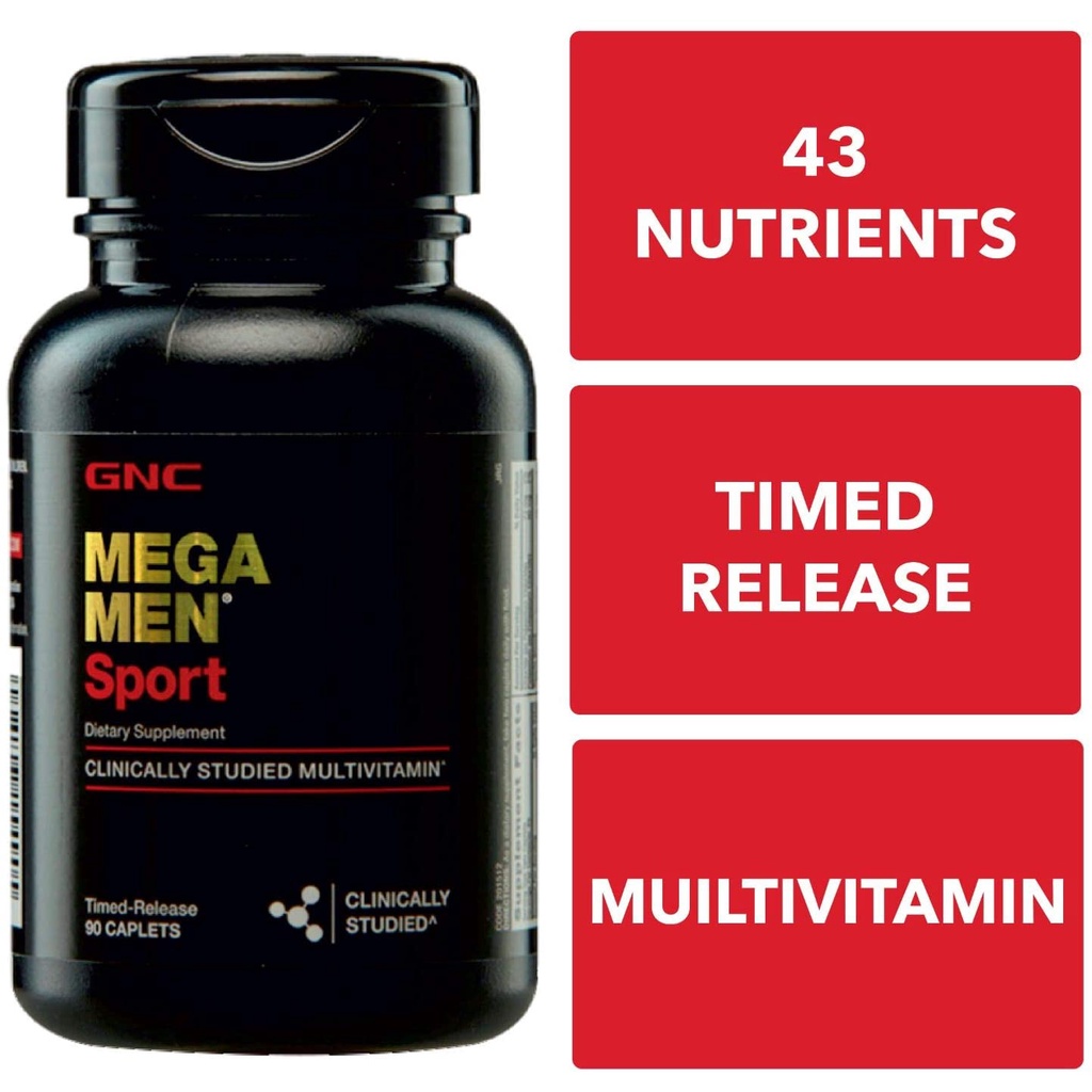 GNC Mega Men Sport - Viên uống cung cấp vitamin và khoáng chất giúp tăng cơ bắp cho người tập luyện thể thao 90 viên