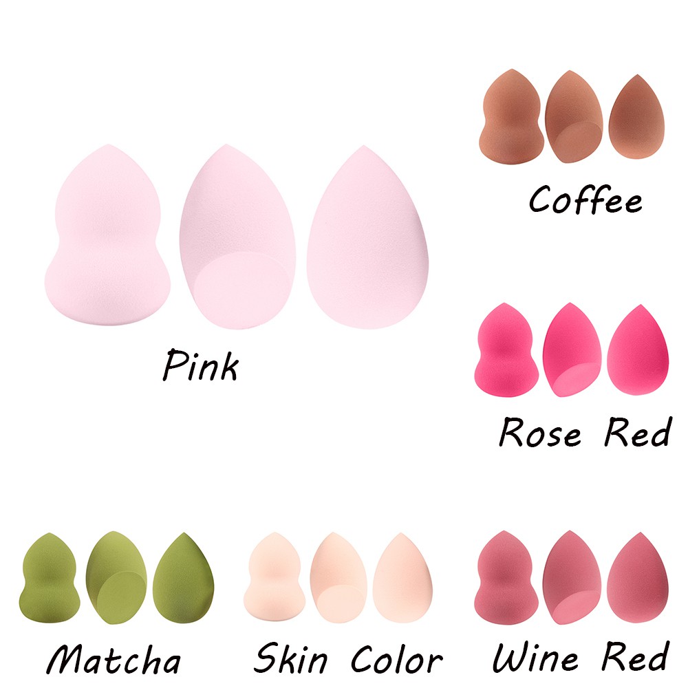 Set 3 Mút Trang Điểm Hình Giọt Nước Nhiều Màu Sắc Thời Trang