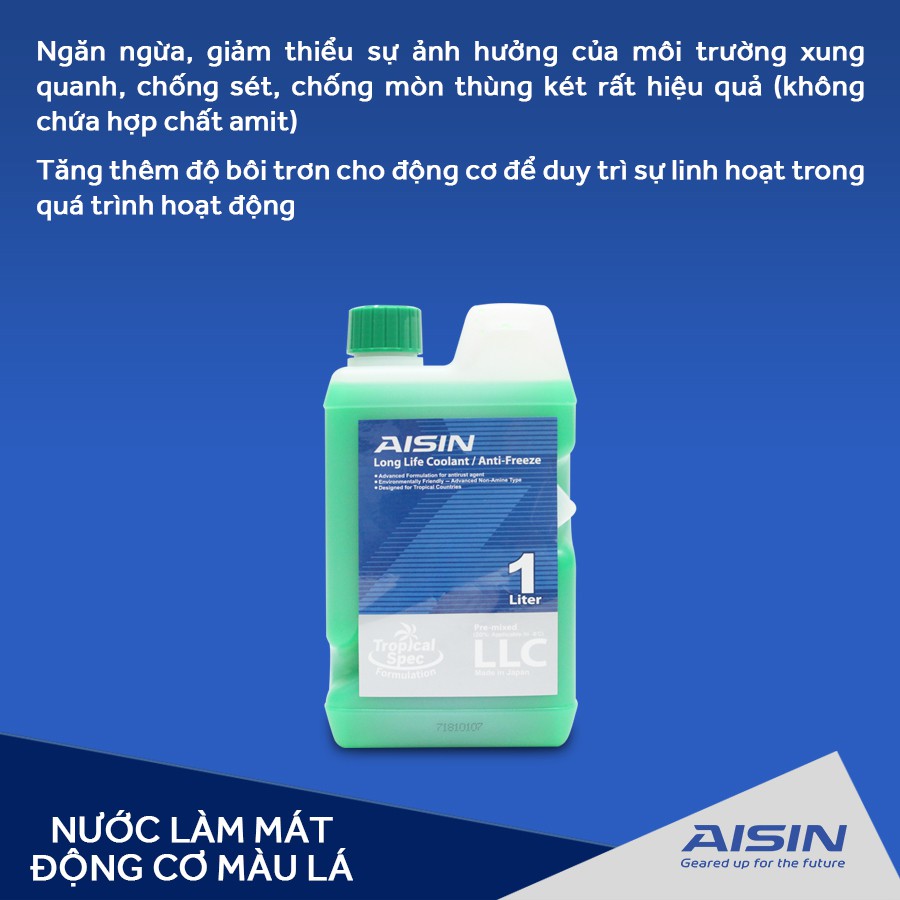 [Mã BMBAU50 giảm 10% đơn 99k] Nước Làm Mát Động Cơ Màu Lá AISIN LCPM20A1LG 1L Nhập Khẩu Chính Hãng