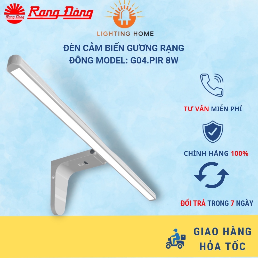 Đèn LED chiếu gương cảm biến chuyển động Rạng Đông 8W đèn tự động bật sáng khi phát hiện có người và tự tắt sau 180s