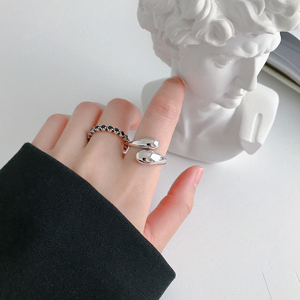 FORBETTER Vintage Open Ring Trendy Fashion Jewelry Finger Ring Couple Smooth Korean Cool Geometric Girls Party Wedding/Multicolor