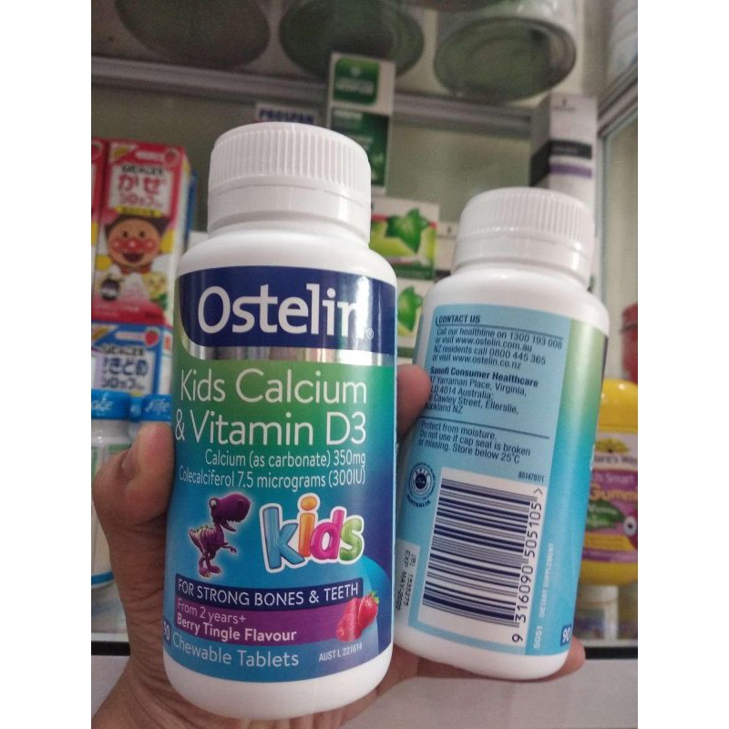 (Mẫu mới) - Canxi khủng long Vitamin D Và Calcium Ostelin Kids Của Úc