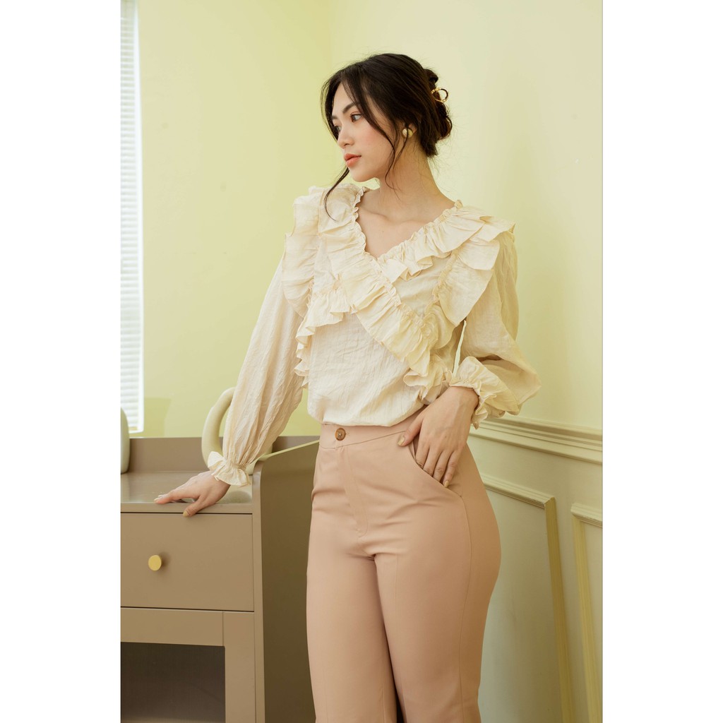 Áo công sở VANIA - A2124 lụa nhăn tay dài