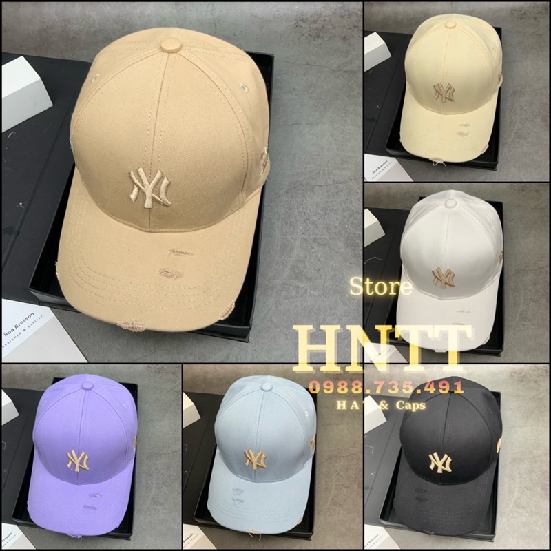 Mũ Lưỡi Trai Phối Rách Thêu NY MLP Khoá Gài Nhiều Màu Thời Trang Unisex