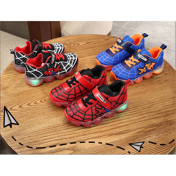 Giày thể thao trẻ em, giày người nhện phát sáng cho bé trai và bé gái