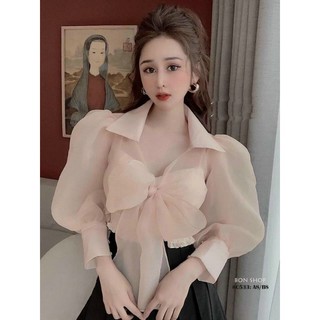 ÁO SƠ MI CROPTOP#HOT ÁO CỘT NƠ NGỰC
