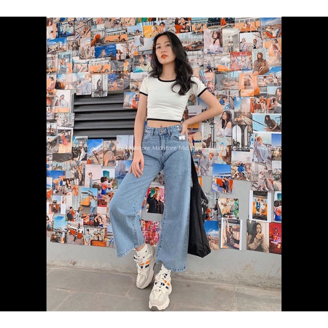 Áo croptop viền cổ