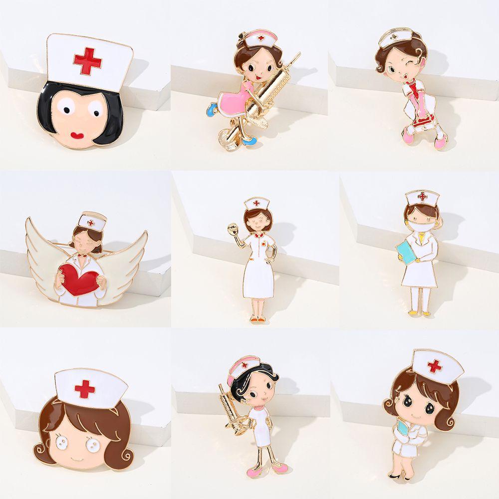 YANN1 Cartoon Nurse Brooch Women Cute Metal Badge Lapel Pin