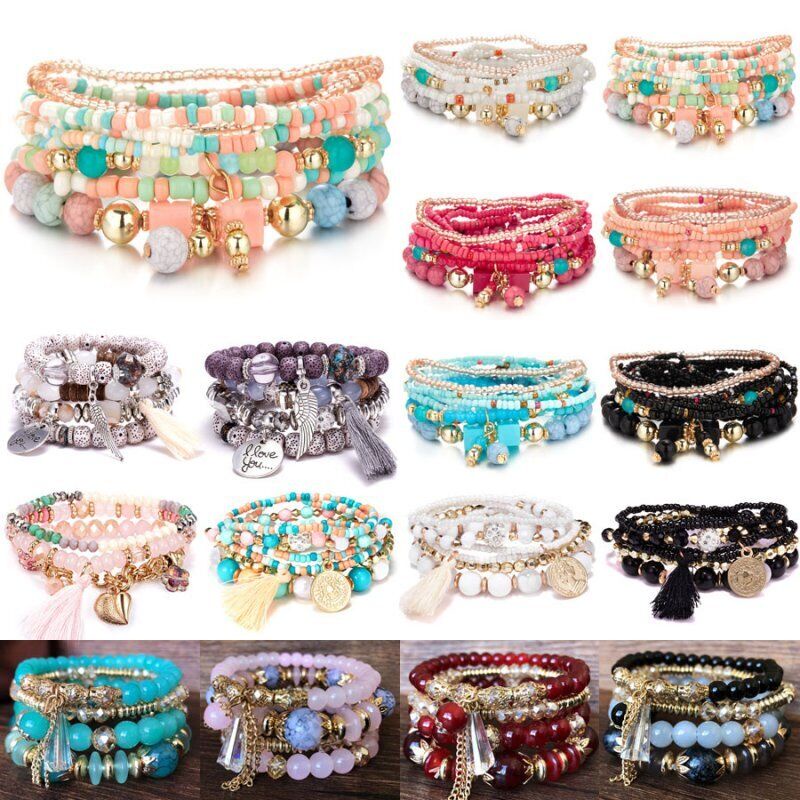 Set 6 Vòng Tay Hạt Phong Cách Bohemian