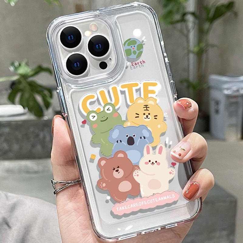 Ốp Điện Thoại Trong Suốt Hình Động Vật Cho iphone 11 13 7 8 Plus 12 13Pro Max X XS Max 7 8 SE 2020