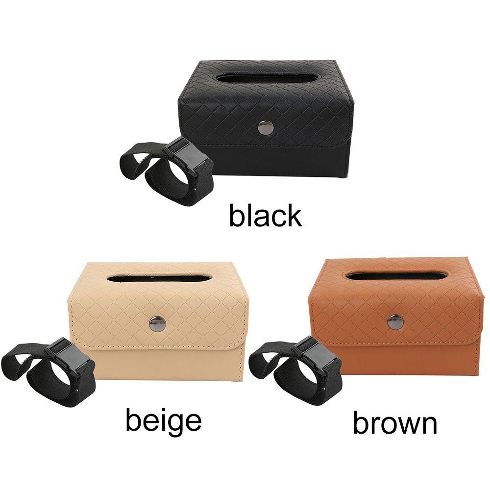 Hộp Đựng Khăn Giấy Bằng Da PU Gắn Ghế Ngồi Xe Hơi Tiện Dụng Ốp