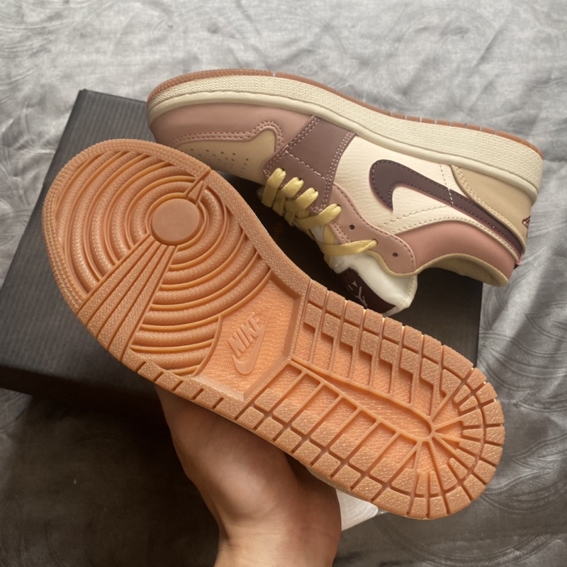 Giày Sneaker JD 1 low trà sữa cao cấp bản da nhăn Fullboxbill tặng kèm hộp bảo vệ