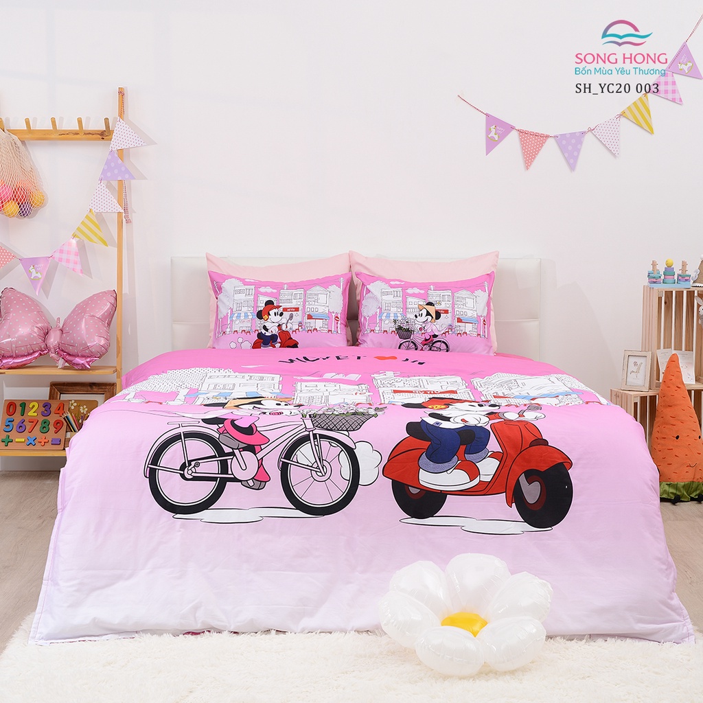 Bộ chăn ga gối trẻ em 1.8*2m dòng Disney - Sông Hồng chính hãng - Chất cotton