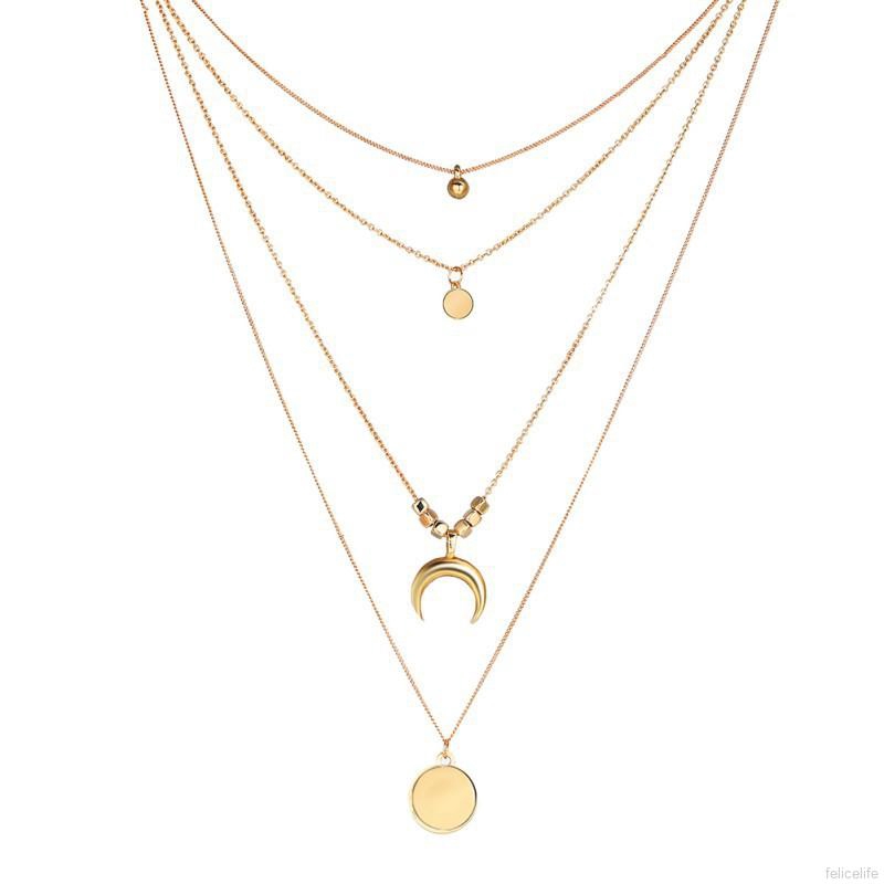 Dây chuyền hợp kim hình mặt trăng đính đá xinh xắn