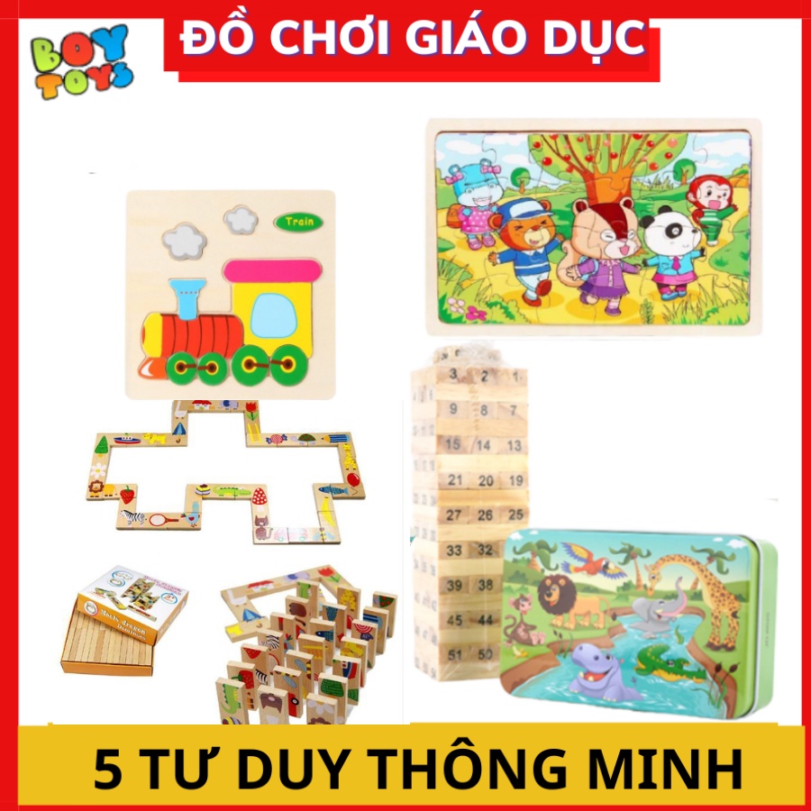 Đồ chơi thông minh cho bé, combo 5 món đồ chơi phát triển kĩ năng tư duy cho trẻ vừa học vừa chơi