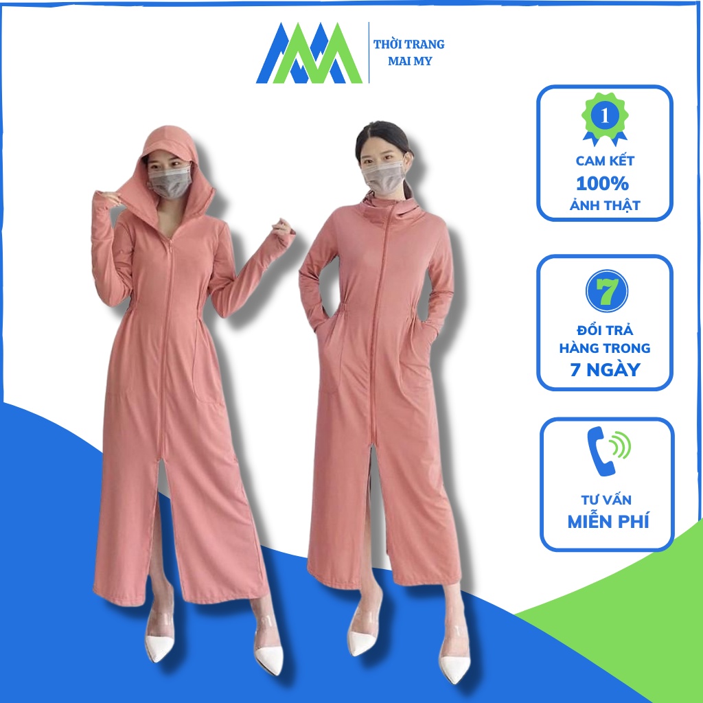 Áo chống nắng nữ toàn thân vải thông hơi làm mát cao cấp , áo choàng chống nắng thân vải kim cương siêu mát