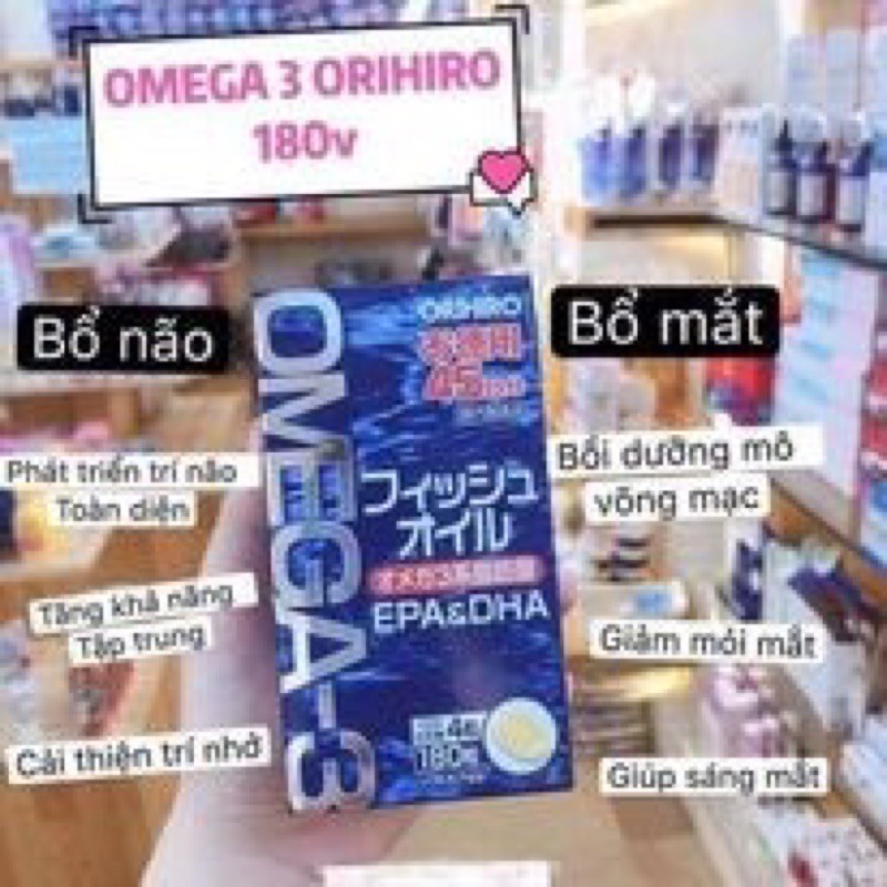 Dầu cá Omega 3 Orihiro Fish Oil Nhật Bản tốt cho mắt, tim mạch và não hộp 180 viên