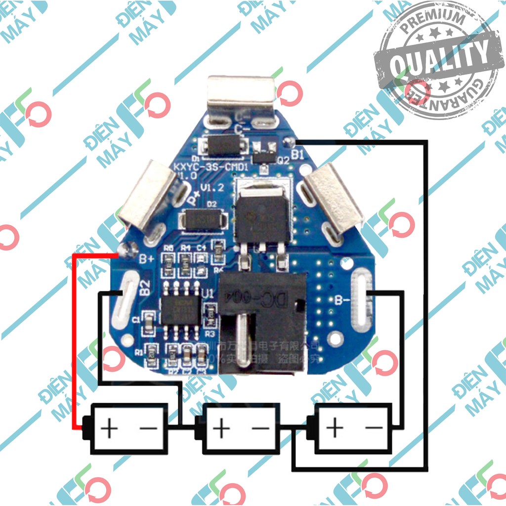 DMF5 Mạch bảo vệ pin 3S 12.6V, 35A mạch tam giác, giắc sạc adaptor