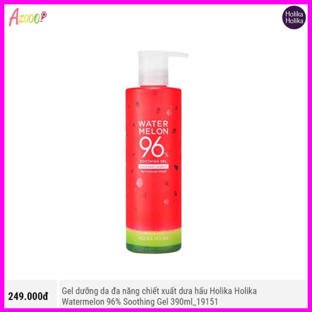 Gel dưỡng da đa năng chiết xuất dưa hấu Holika Holika Watermelon 96% Soothing Gel 390ml