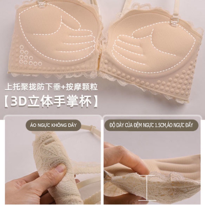 Áo ngực hai nút phía trước Áo ngực ren gợi cảm Dây đai có thể tháo rời | BigBuy360 - bigbuy360.vn