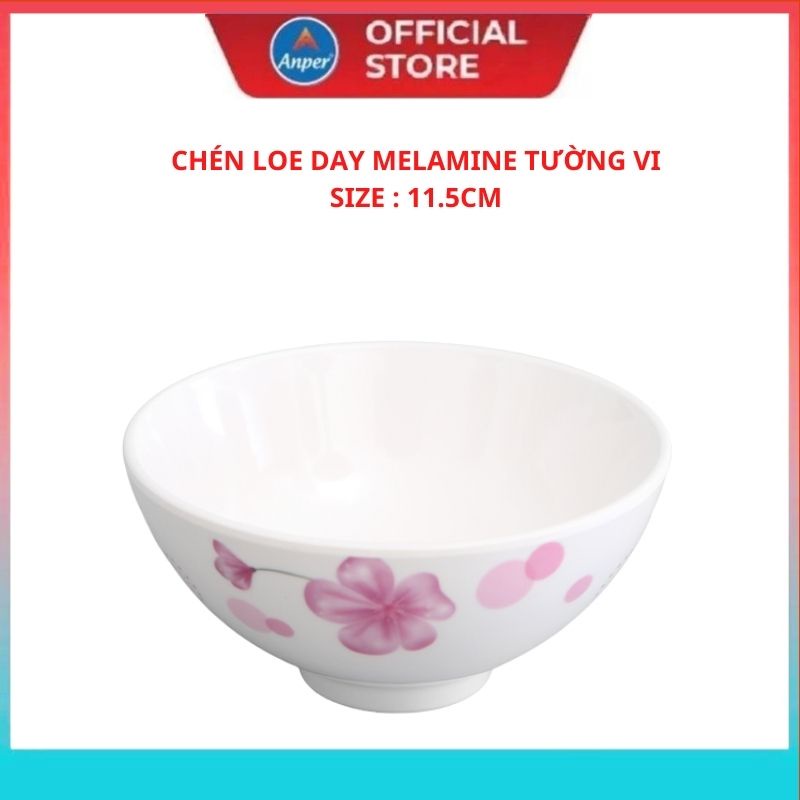 Bộ tô chén bát dĩa nhựa Melamine Anper chất liệu nhựa cao cấp kiểu dáng hoa Tường Vi sang trọng an toàn sức khỏe