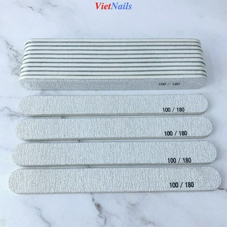 Lốc 10 dũa dày nhám xám dũa móng thật, móng gel, móng úp độ nhám 100/180