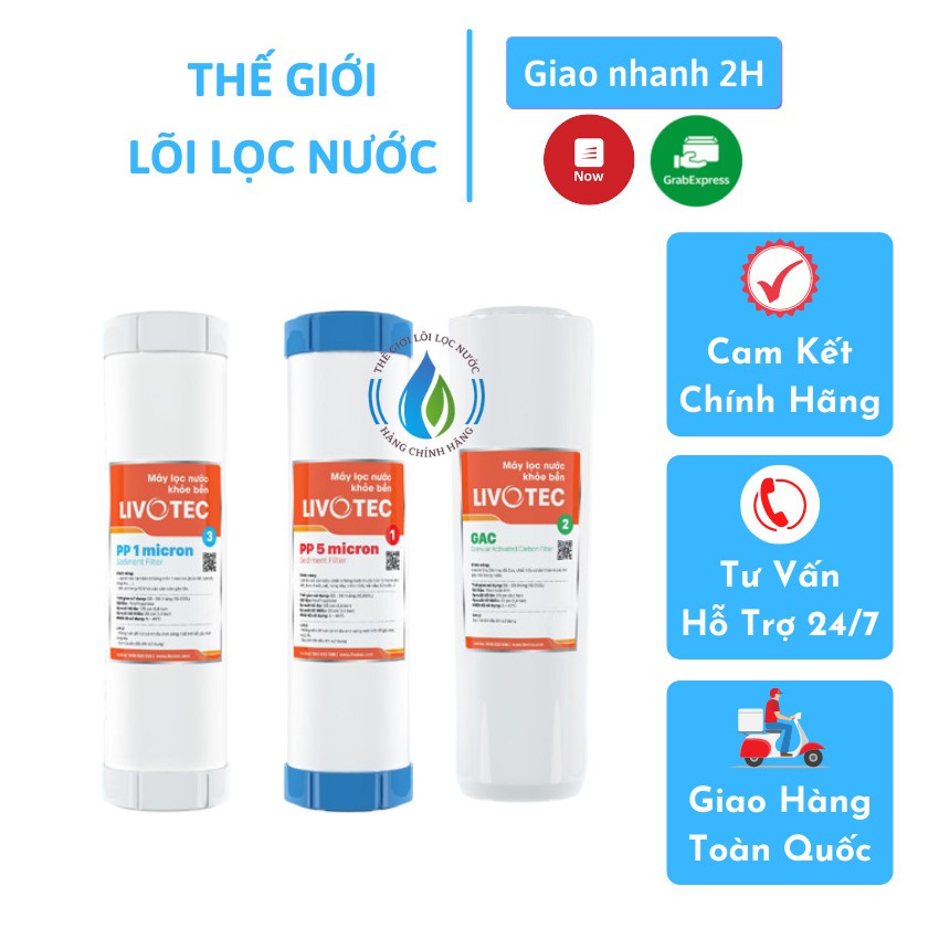 Combo lõi lọc nước 123 máy livotec giúp làm sạch nguồn nước cho cả gia đình