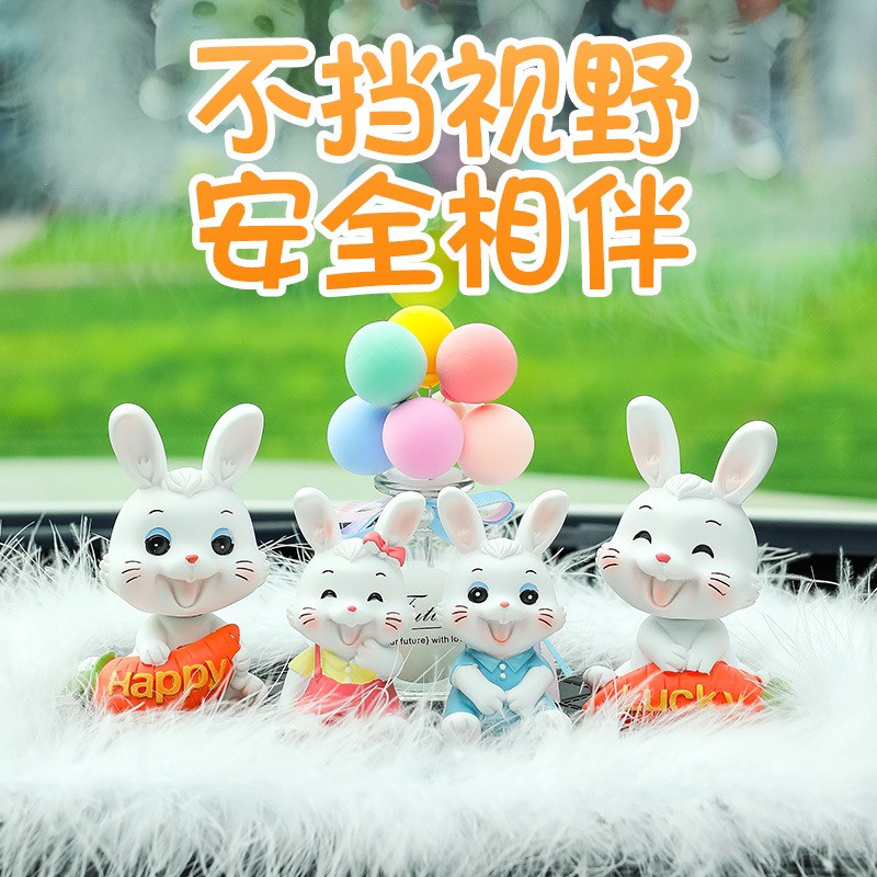 Set Decal thỏ Happy&amp;Lucky.Trang trí Taplo oto-Thiết kế ngộ nghĩnh trang trí phòng,bàn làm việc