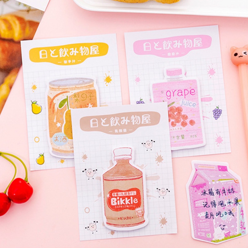 Tệp 30 tấm giấy ghi chú giấy note hình DRINK FRUIT dễ thương dùng trong học tập ghi chú - Tanpopo Sticker