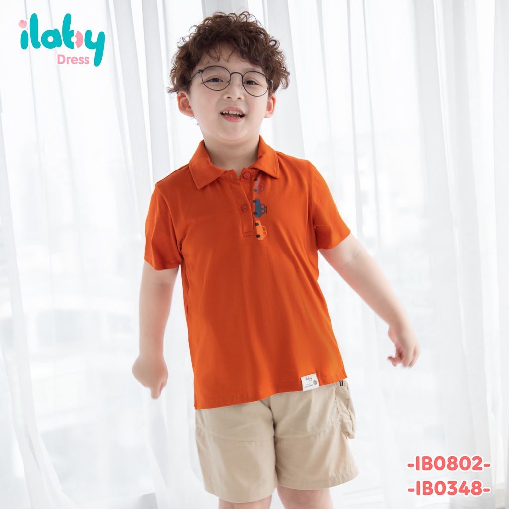 Áo polo bé trai ILABY in hình ô tô chất liệu cotton thoáng mát [20IB08020122]