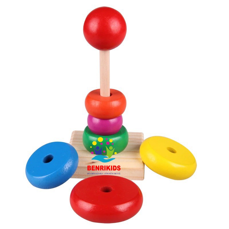 Combo Đồ Chơi Giáo Dục Montessori: Luồn Hạt Mini - Tháp Xếp Chồng - Đàn Khung Gỗ - Sâu Uốn Dẻo Bằng Gỗ