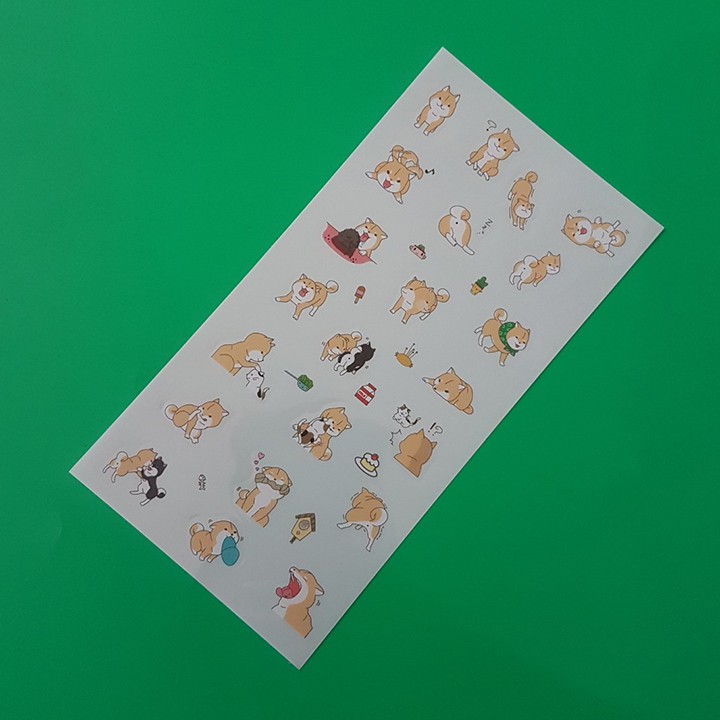 HCM - Bộ 6 tấm Sticker chó Shiba dán tập vở laptop điện thoại