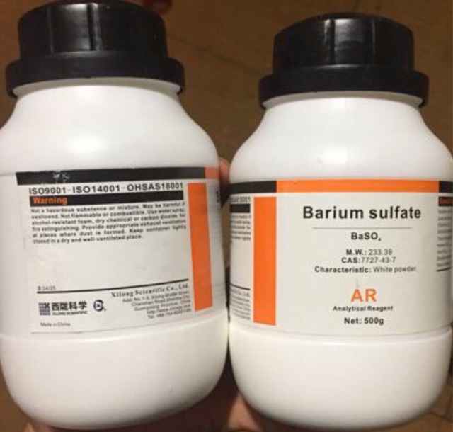 Hóa chất Barium sulfate xilong BaSO4 lọ 500g Bari sunphat CAS 7727-43-7