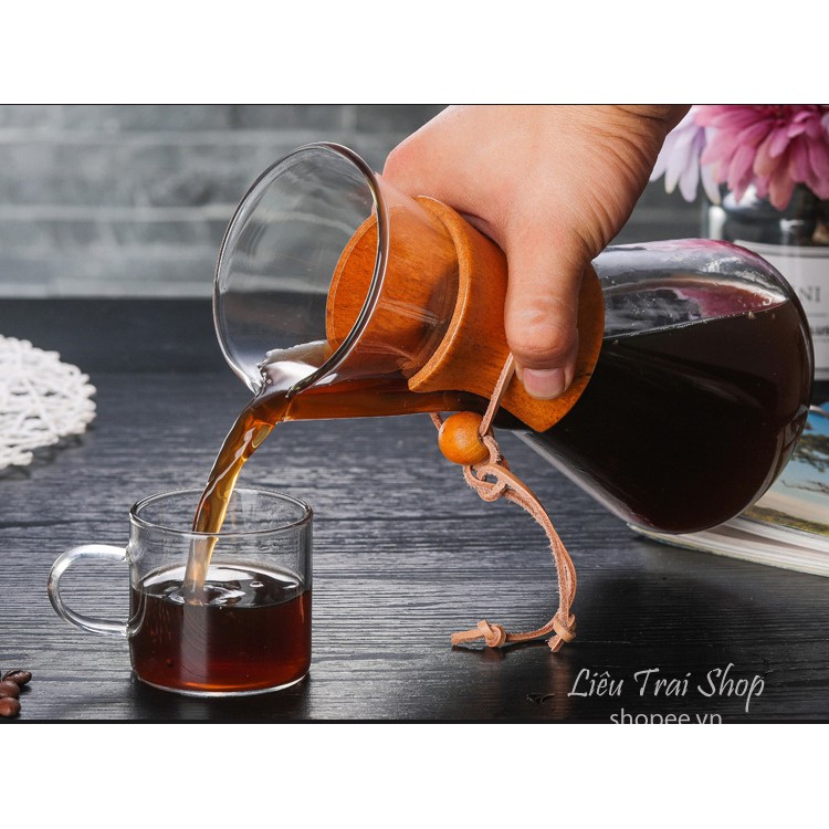 Bình chemex pha cà phê pour over drip brew v60 thủy tinh