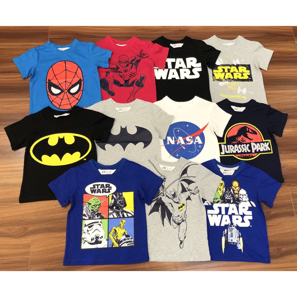 Áo thun bé trai, áo thun trẻ em vải cotton họa tiết marvel, spider man, batman siêu hot  APC04