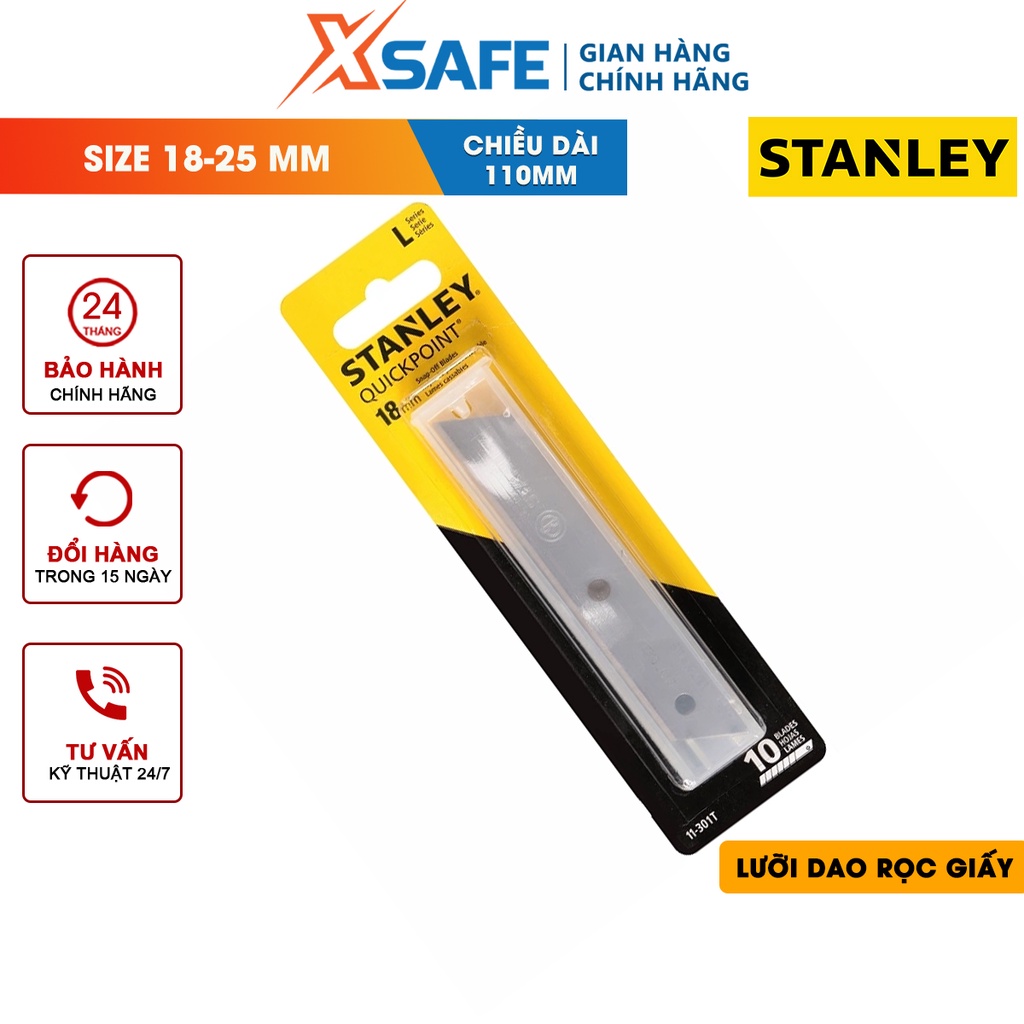 Lưỡi dao rọc giấy STANLEY bộ 10 cái gia công từ thép hợp kim cao cấp cứng cáp, chất lượng cao - chính hãng