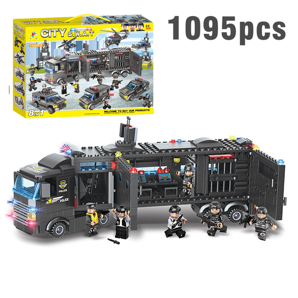 Mô hình xe ô tô cảnh sát đồ chơi lắp ghép lego 8 in 1 gồm 1095 chi tiết đồ chơi trẻ em