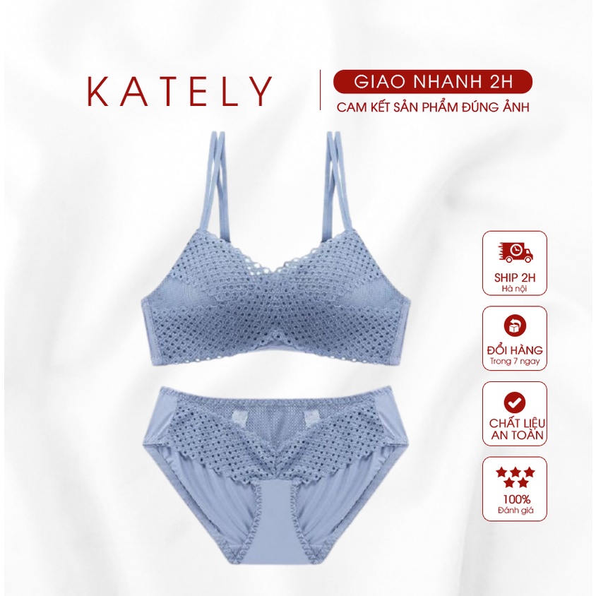Bộ đồ lót nữ Kately không gọng, đệm mỏng thoải mái, set đồ lót có quần freesize đi kèm SDL001 | BigBuy360 - bigbuy360.vn