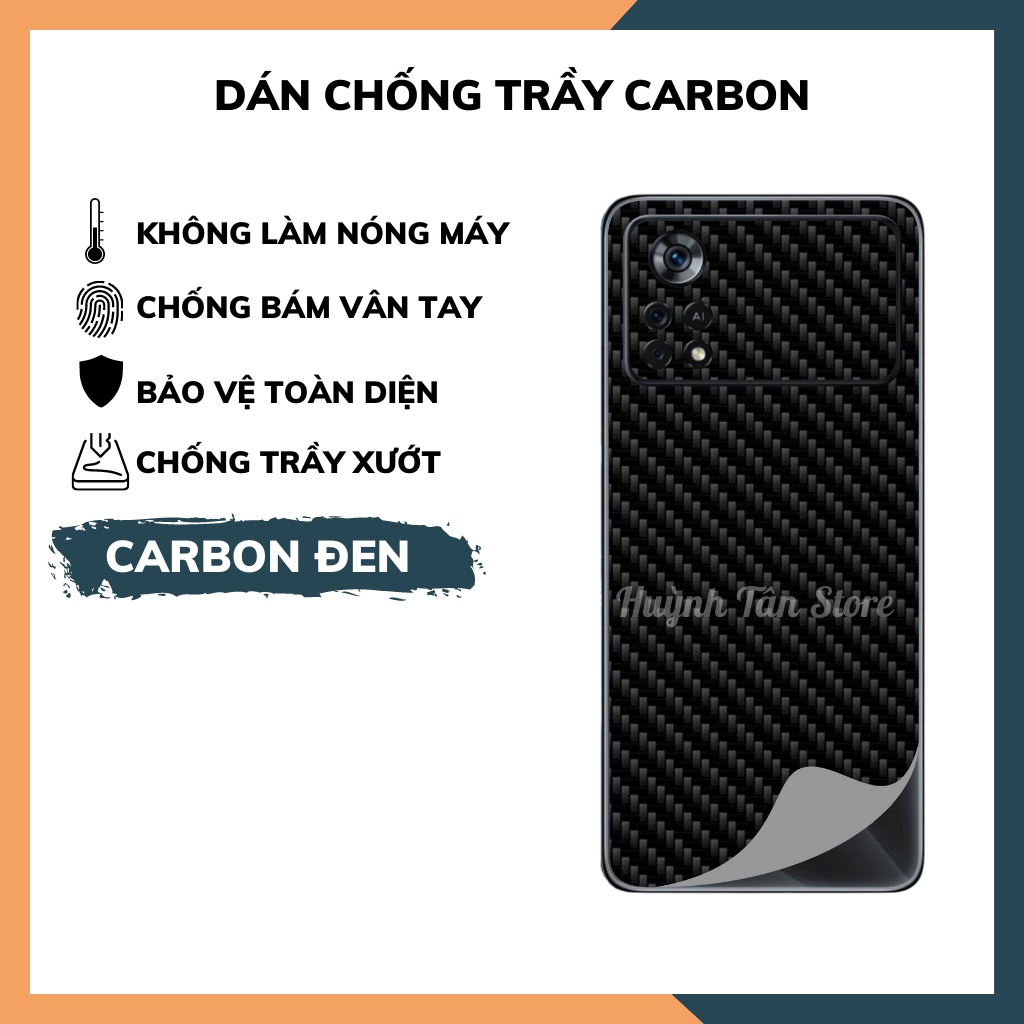 Miếng dán mặt sau điện thoại xiaomi poco x4 pro 5g decal carbon fiber giúp chống trầy , tản nhiệt tốt