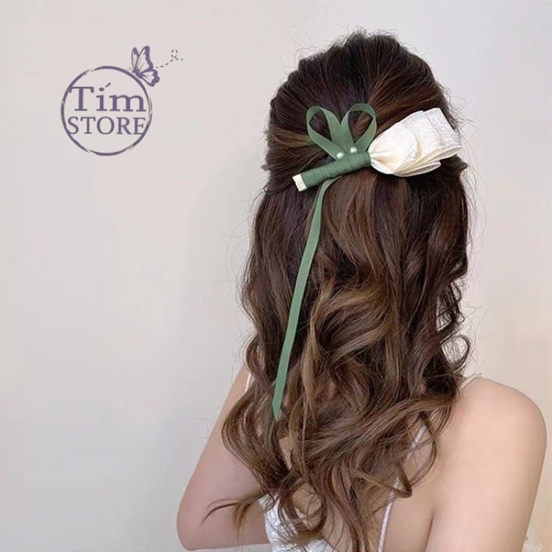 Kẹp tóc ruy băng handmade cao cấp TÍM STORE phong cách cô dâu vintage