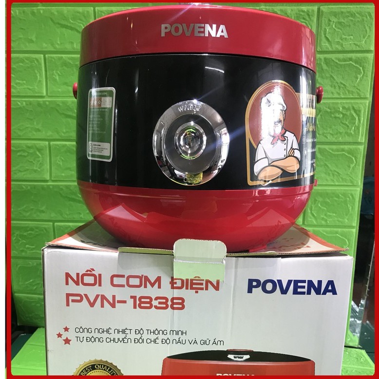 Nồi cơm điện POVENA PVN-1838 [ FREESHIP] với công nghệ nhiệt thông minh,1,8l nấu cơm ngon bảo hành 12 tháng