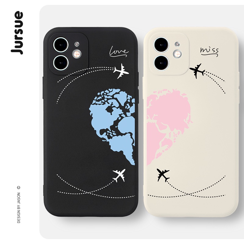 Ốp điện thoại JURSUE viền vuông chủ đề cặp đôi cho iPhone 13 12 11 Pro Max SE 2020 X XR XS ip 8 7 6 6S Plus kute 9057A | BigBuy360 - bigbuy360.vn