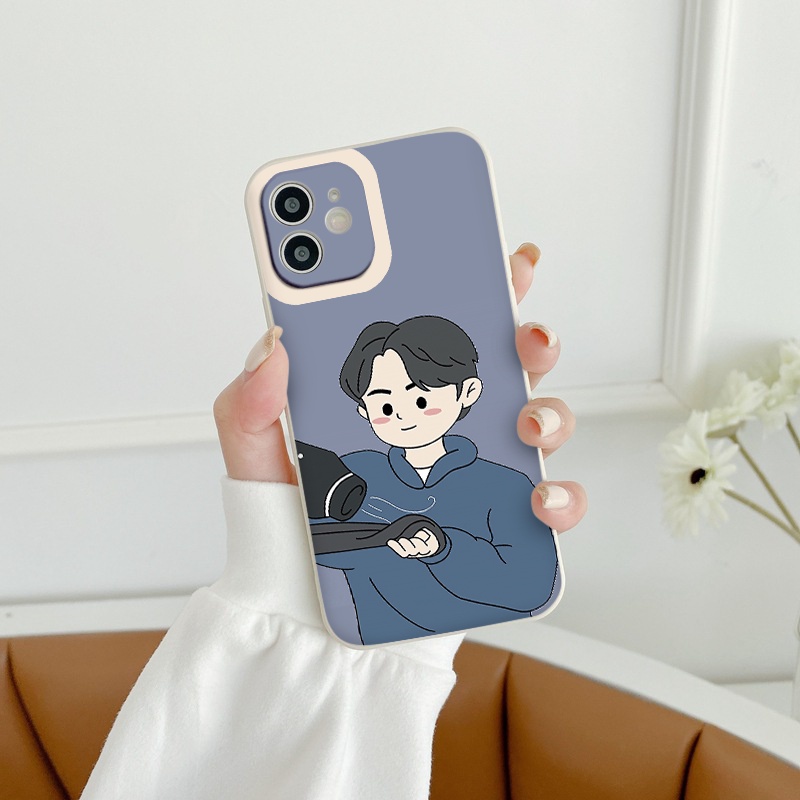 Ốp điện thoại viền vuông chống bẩn ngộ nghĩnh hài hước hoạt hình cặp đôi dễ thương ốp iPhone13/12/11Pro/Promax/X/XR/XS