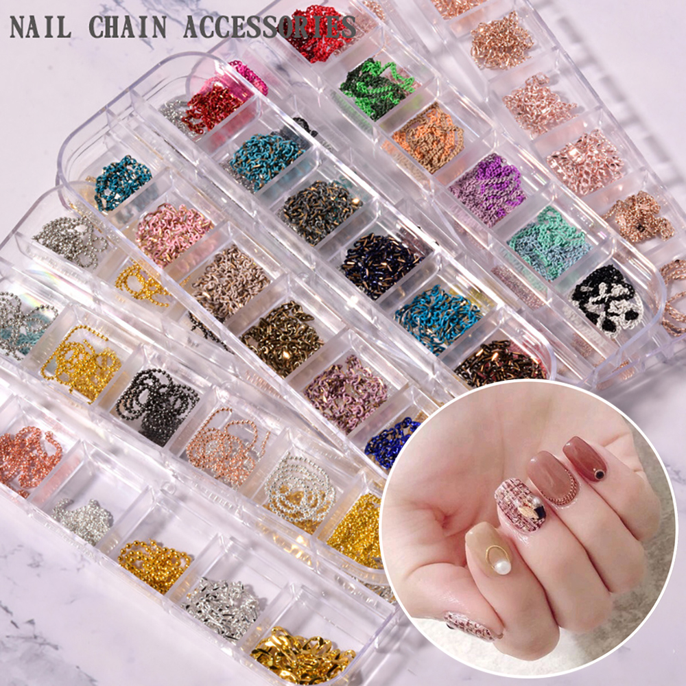 Hộp 12 Ngăn Phụ Kiện Và Chuỗi 3d Trang Trí Móng Tay Tiện Dụng