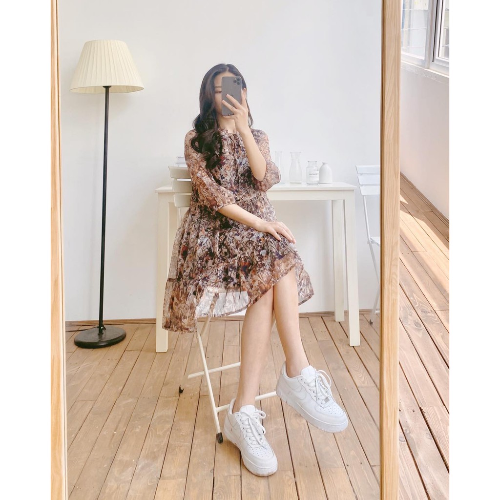 [Mã SKAMA06 giảm 8% tối đa 50K đơn 250K] Váy Babydoll Chất Vải Von Màu Hoa Nâu Phong Cách Vintage [Madelen] | BigBuy360 - bigbuy360.vn