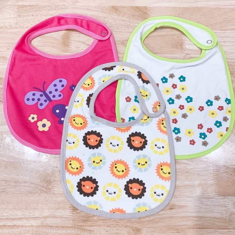 Yếm Ăn Dặm Cúc Bấm Tiện Lợi, Vải Cotton, Giữ Ấm Cổ Cho Bé