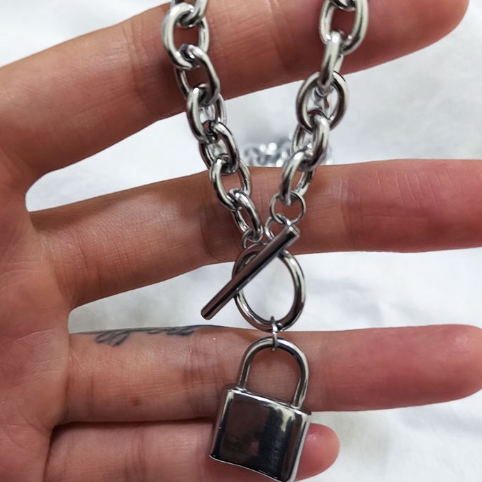 Dây Chuyền Mặt Hình Ổ Khóa Độc Đáo Cá Tính Phong Cách Hip-Hop