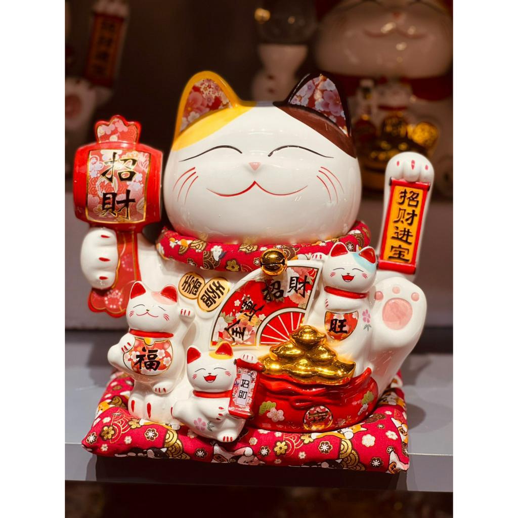 Mèo Thần Tài Vẫy Tay 27cm Mèo May Mắn Tài Lộc Maneki Neko Nhật Bản Bằng Gốm Sứ Cao Cấp